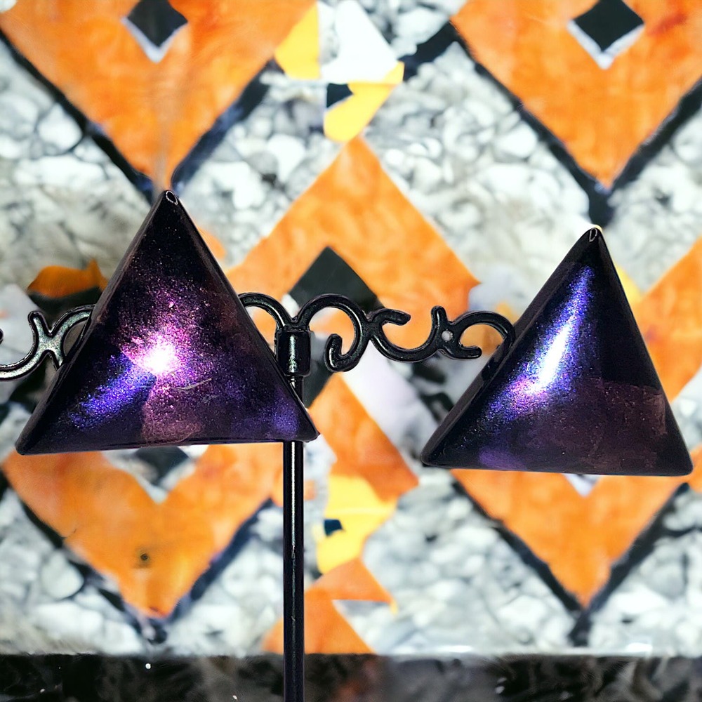 Vintage Purple 2 Tone Acrylic Large Triangle Earrings!